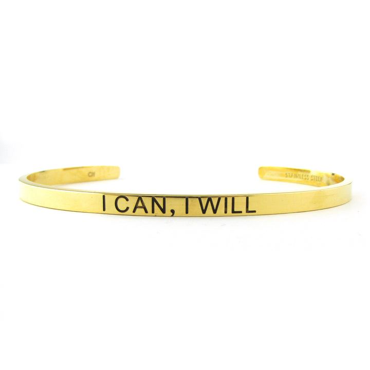 I Can I Will Blessing Band, Gold Cuff Bracelet