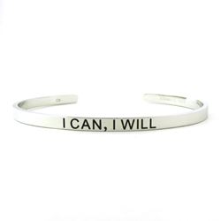 I Can I Will Blessing Band, Silver Cuff Bracelet
