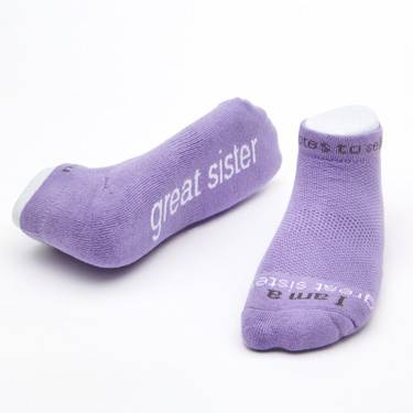 I am a great sister Lavender low-cut with White Words