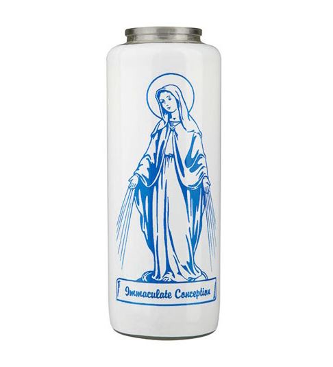 Immaculate Conception 6 Day Bottlelight Glass Candle