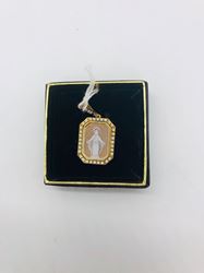 Immaculate Conception Fired Sterling Silver Cameo, Gold & CZ Crystals Medal