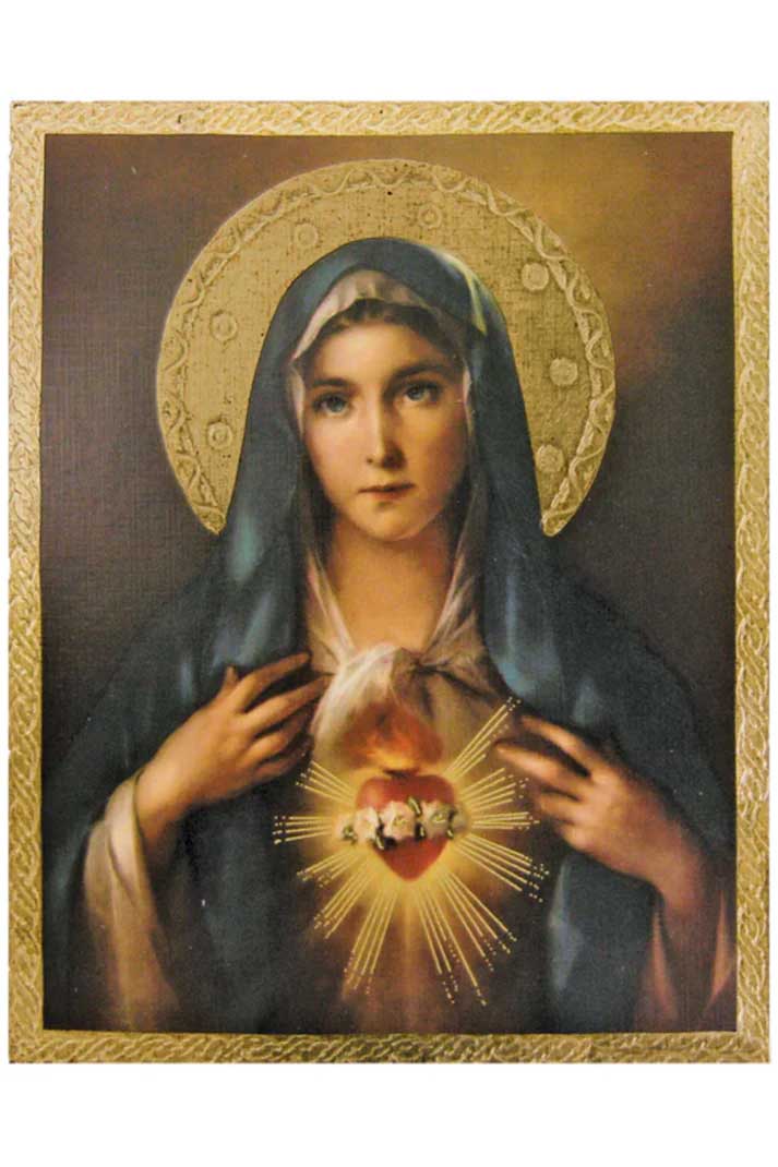 Immaculate Heart Of Mary Florentine Wall Plaque By Simeoni 13x165 Made In Italy 6184