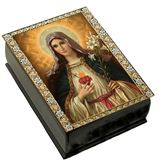 Immaculate Heart of Mary Icon Decopage Rosary Keepsake Box