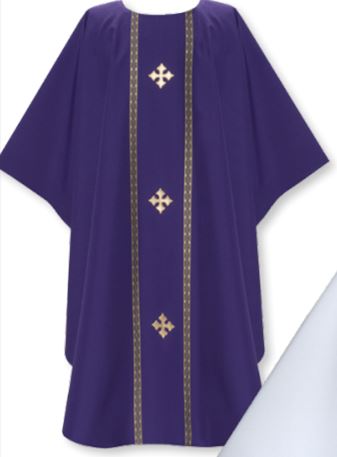 Indigo Chasuble with 3 Fleury Crosses