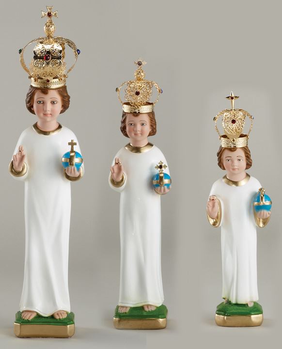 Infant of Prague Italian Plaster Statue with Metal Crown