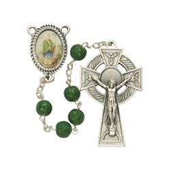 Irish 7mm Shamrock Beaded Rosary with St. Patrick Centerpiece