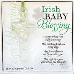 Irish Baby Blessing 4" Handmade Glass Cross