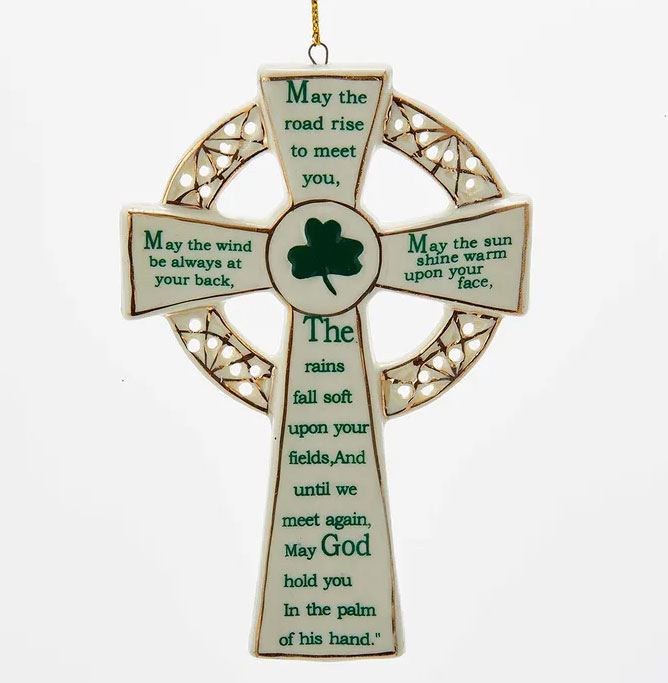 Irish Blessing 5" Porcelain Cross Ornament