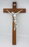 Italian 17" Walnut Wall Crucifix with Silver Corpus