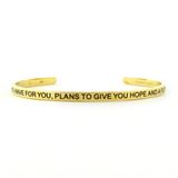 Jeremiah 29:11 For I Know The Plans I Have For You, Plans To Give You Hope And A Future Blessing Band, Gold Cuff Bracelet