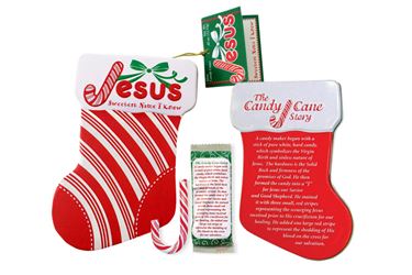 Jesus Candy Cane Stocking Ornament Tin