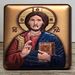 Jesus Christ Pantocrator 2.5" Standing Orthodox Icon with Wood Back