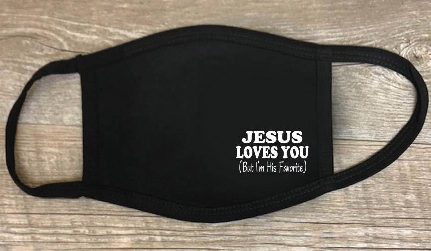 Jesus Loves You Face Mask, Black