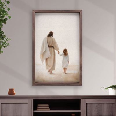 Jesus Walking With Child Large Framed Print