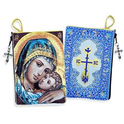 Kissing Madonna and Child Icon Rosary Pouch 5 3/8"x4"