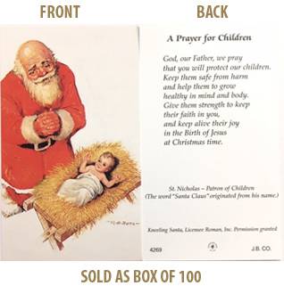 Kneeling Santa 'A Prayer for Children' Paper Prayer Card, Pack of 100