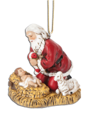 kneeling santa ornament santa with christ child