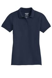 Ladies Navy Pique Knit Polo Shirt with ND Logo, Short Sleeve *WHILE SUPPLIES LAST*