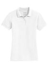 Ladies White Pique Knit Polo Shirt with ND Logo, Short Sleeve *WHILE SUPPLIES LAST*