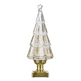 Lighted 13.75" Tree with Gold Swirling Glitter