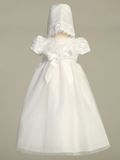 Lillian Embroidered Bodice and Tulle Skirt Christening Gown