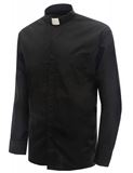Long Sleeve Clergy Shirt-Black 100% Egyptian Cotton