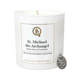Love & Light Prayer Candle- St. Michael | Oak Moss & Amber/Black Coral & Moss