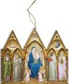Madonna Enthroned with Saints and Angels Triptych Wood Ornament