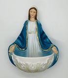 6" Our Lady of Grace Alabaster Holy Water Font from Italy