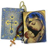 Madonna and Child Rosary Icon Tapestry Rosary Pouch 5 3/8" x 4"