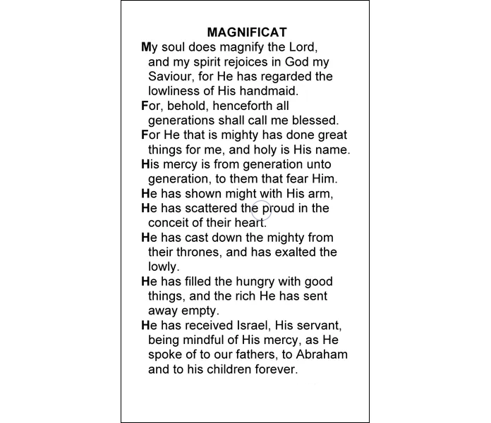 Magnificat Paper Prayer Card, Pack Of 100