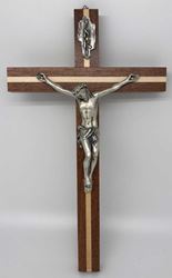 Mahogany and Pine 12" Wall Crucifix from Italy