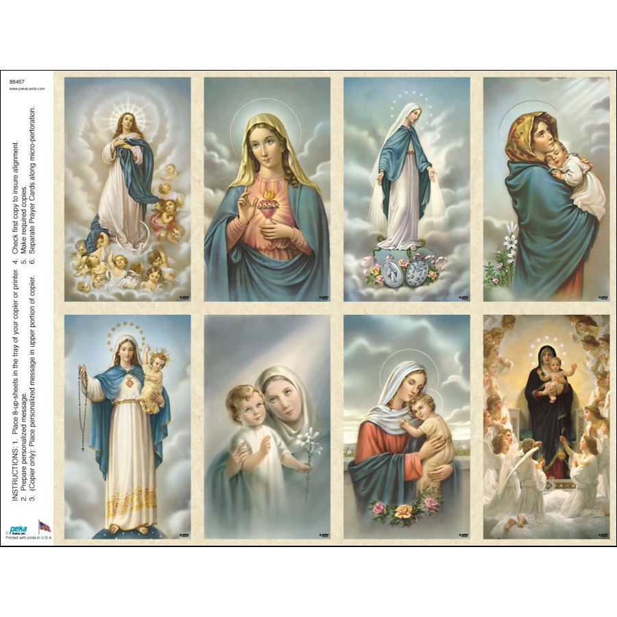 Mary Assortment Print Your Own Prayer Cards - 12 Sheet Pack