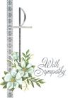 Mass Card Deceased 100/Box With Silver Foil Embossing 'With Sympathy"