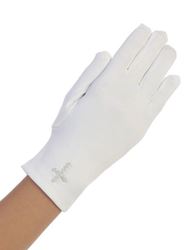 Matte Satin Glove with Pearl Cross