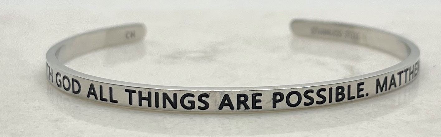 Matthew 19:26 With God All Things Are Possible Blessing Band, Silver