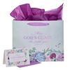 May Gods Grace Be With You Purple Succulent Large Landscape Gift Bag with Card - Colossians 4:18