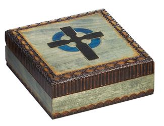 Medium Square Cross Keepsake Box from Poland Irish Celtic Cross