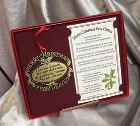 Merry Christmas From Heaven Ornament and Bookmark- Gold