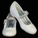 Mia First Communion Shoe 1" heel shoes with rhinestone strap