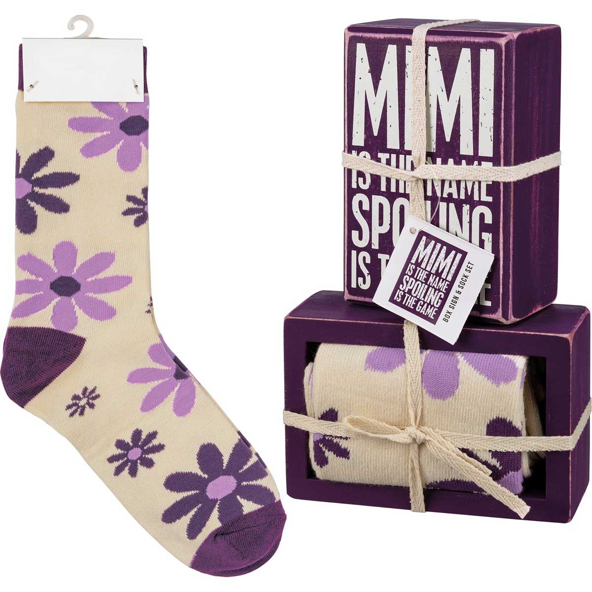 Mimi Is The Name Box Sign & Sock Set
