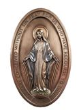 Miraculous Medal plaque in lightly hand-painted cold cast bronze, 5x8". 