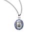 Miraculous Sterling Silver Sapphire Cubic Zirconia Medal on 18" Chain