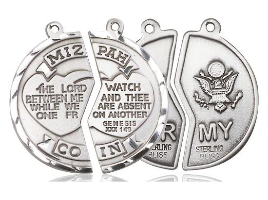 Miz Pah Army Medal Necklace Set on Chains
