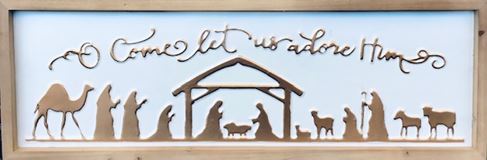 Molded 25" Metal Wall Nativity, White/Gold
