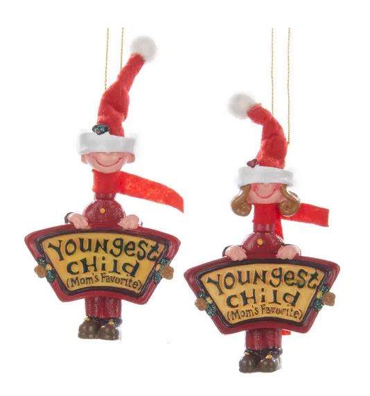 Mom's Favorite Youngest Child Ornament, Choose Boy or Girl