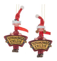 Moms Favorite Youngest Child Ornament, Choose Boy or Girl