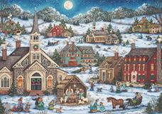 Moonlit Christmas Nativity 8.25" x 11.75" Advent Calendar with Glitter