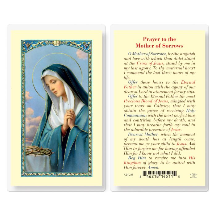 Mother Of Sorrow Laminated Prayer Card