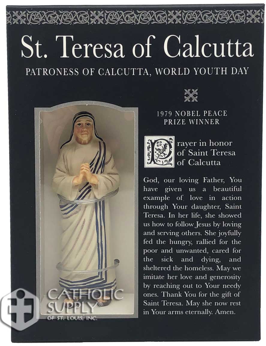 Mother Teresa 3.75" Statue with Prayer Card Set